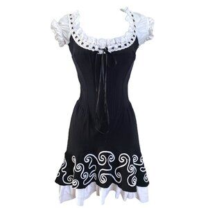 Mara Margo Paris Corset Mini Milkmaid Dress Small-S Black White -EU38-Small/S